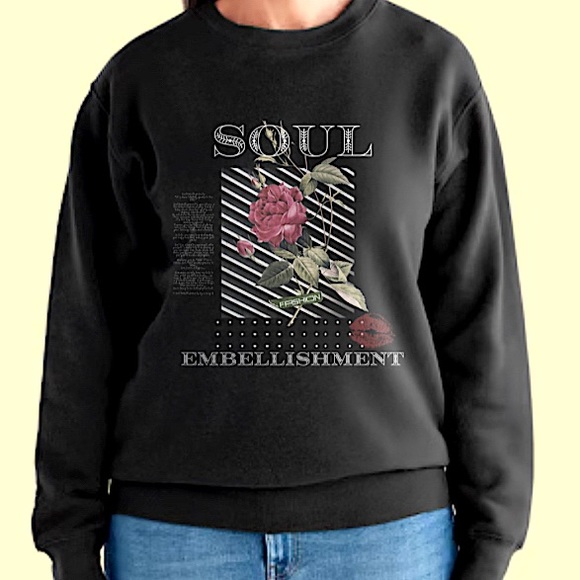 SOUL Embellishment’s Rose Graphic Designer Streetwear Fashion Iconic Sweatshirt - Picture 2 of 16